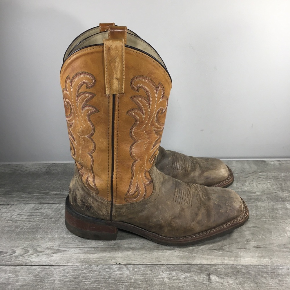 Dan Post DP69831 Ferrier Square Toe Leather Cowboy Western Men’s Boots Size 9.5